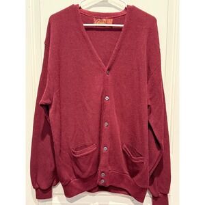 Vintage Arnie Arnold Palmer Burgundy Cardigan Sweater Mens XL Orlon Acrylic USA
